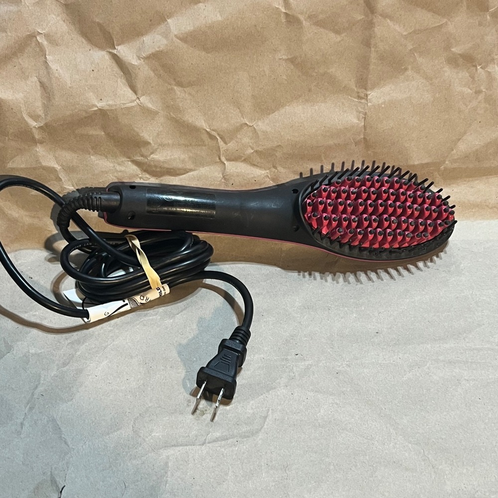 Simply Straight Hair Straightening Brush Black Pink Ceramic Digital LCD‎